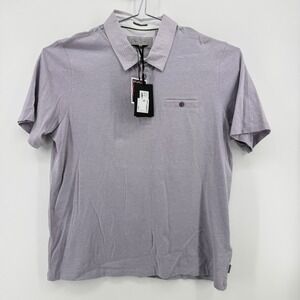 Ted Baker Polo Shirt Mens 6 XXL Purple Solid Cotton Geometric Collar New